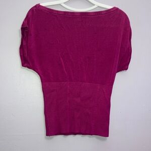 White House Black Market Magenta Boat Neck Short Sleeve Knit Top
